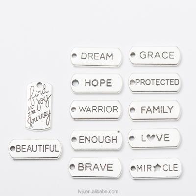 China Fashionable New Style Charm Bracelet Custom Inspirational Word Plate Logo Tags Charm for sale