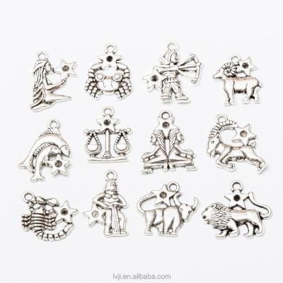 China ALLOY wholesale zodiac charms silver pendant zodiac signs for necklace making for sale