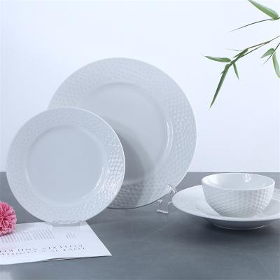 China Sustainable Ceramic Dinner Plates Sets Dinnerware Bowl Set White Ceramic Dinner Plate Set Ceramic White for sale