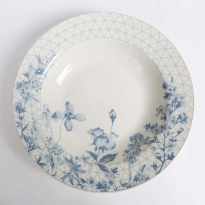 China Viable Stylish Blue And White Style Blue And White Daily Use Dish Dinner Dishes Elegant Ceramic Dish Sets Porcelain Dish Sets for sale