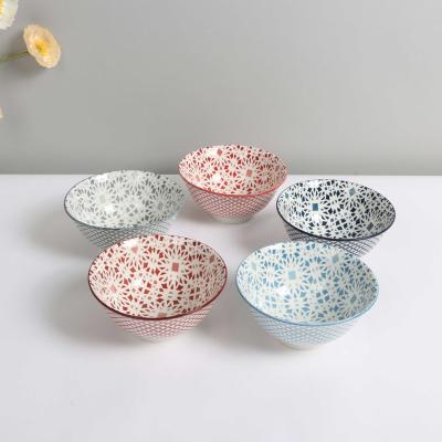 China Sustainable Printing Salad Bowl Porcelain Bowl Ceramic Tableware Bowl for sale