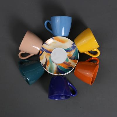 China Viable Wholesale Small Capacity Porcelain Mugs Saucer Tea Cups Coffee Cup Set Ceramic Coffee Cup And Saucer Set for sale