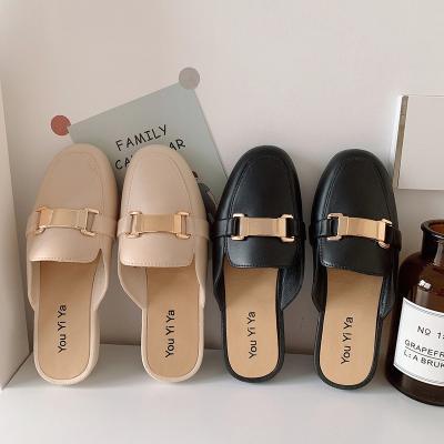 China 2022 Female Half Slippers Designer Slippers Slides Slippers Casual Thick Soles Round Slippers Female Clogs Shoes for sale