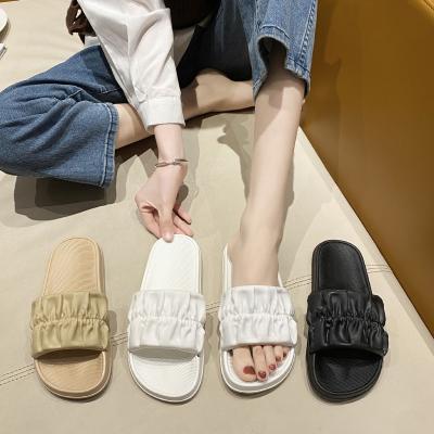 China New Fashion Trend Flat PU Scandals Summer Beach Non-slip Wholesale Casual Comfortable Ladies Slippers for sale