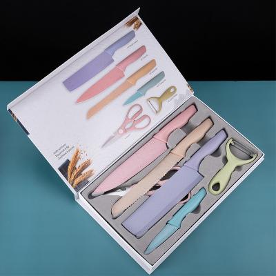 China Stocked Size 6PCS Quality Knife Set Nonstick Line Kitchen Knife Royalty Set for sale