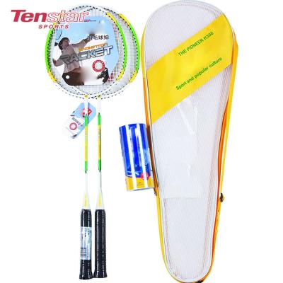 China Primary Hot Sale Aluminum Iron Alloy Durable Custom Printed Badminton Racket for sale