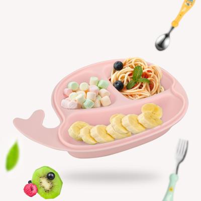 China BPA Maker Custom pp Baby Soft Suction Table Kids Whale Shape Non-Slip Eco-friendly Baby Dish With Lid for sale