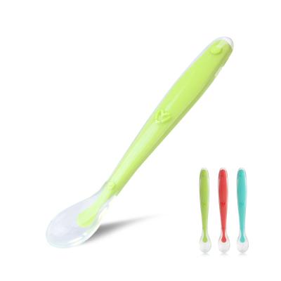 China BPA Free Food Grade Non-Toxic Soft Silicone Soft Baby Free Newborn Training Feeding Spoon for sale