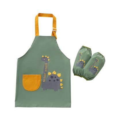 China BPA Free Baby Kids Cute Cartoon Print Cooking Painting Gardening Apron With Pocket for sale