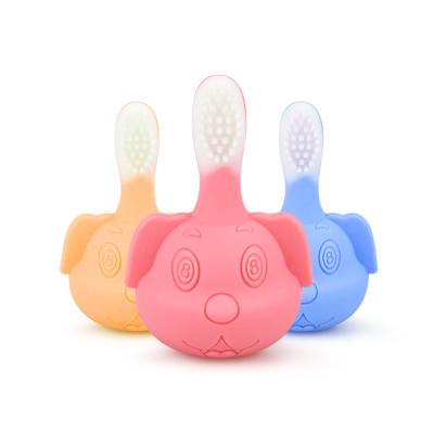 China 2020 Style Custom Logo Cheap Silicone Cute Baby Training Teeth Brush Soft Toothbrush Best For Baby for sale