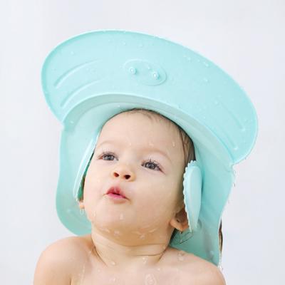 China Manufacturer Adjustable Waterproof Soft Stocked Hotel Shampoo Bathing Washing Hair Baby Bath Cap Kids Shower Cap With Ear for sale