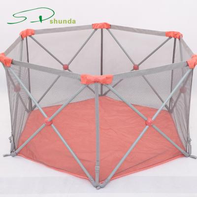 China Hot Selling Eco-Friendly Portable Breathable Protective Mesh Baby Folding Kids Safety Play Fence Playpen for sale