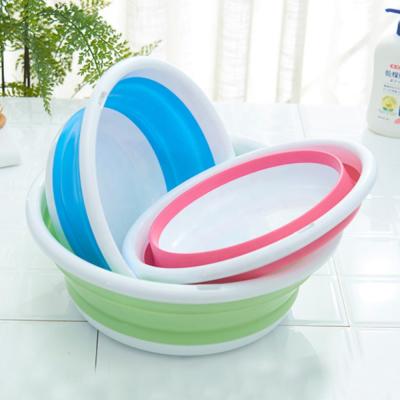 China Viable Popular Universal Hole Round Portable Folding Basin Lightweight Hook Dish Tub Folding Washbasin With Hanging for sale