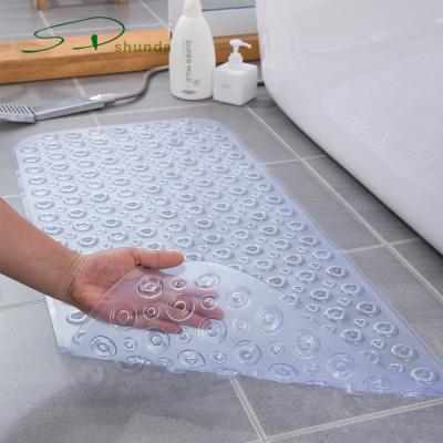 China Viable New Hot Sales Long Non-slip Bathroom Mats Bathtub With Drain Holes Suction Cups Machine Washable Bath Shower Tub Mat for sale