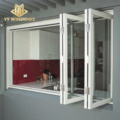 China Bi Folding Glass Aluminum Folding Windows Standard Screen American NFRC Double Glazing Tempered Glass Customized Folding Windows for sale