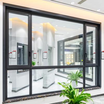 China Magnetic Screen China Top Brand Nfrc Rating US Standard Indoor Villa Triple Opening Frame Aluminum Glazed Black Casement Windows for sale