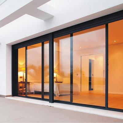 China High Quality Anti Theft Energy Efficient Aluminum Patio Three Track Tempered Glass Double YY Windows Sliding Doors for sale