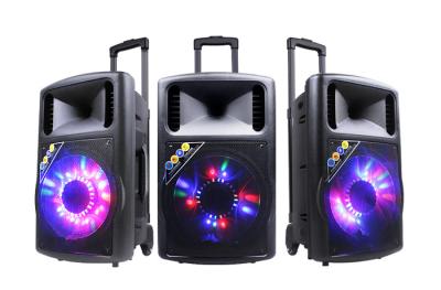 China Wireless Disco Light Rechargeable Trolley Speaker For Party / Bluetooth Dj Speakers for sale