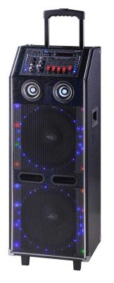 China Portable Trolley Disco Light Bluetooth Speaker System With Wireless Microphone for sale