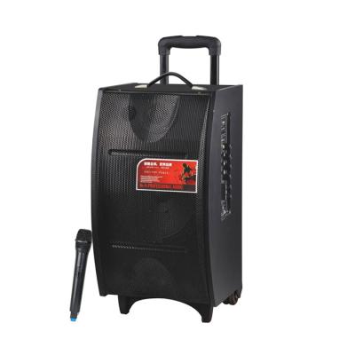 China Portable Rechargeable Bluetooth Trolley Speaker With Wireless Microphone for sale