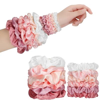 China Hair Decoration Accessories Wholesale 100% silk Satin Hair Scrunchies Silk Elastic Hair Bands Skinny Hair Ties Ropes Ponytail Holder for Women Girls for sale