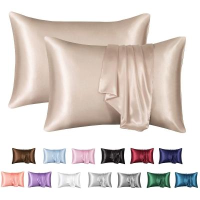 China Anti-Static Custom luxury vegan silk satin pillow cover charmeuse pillowcase 100% pure mulberry silk pillow case gift set for sale