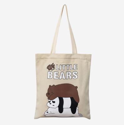 China Hot Selling Cute Cartoon Storage Women Shoulder Bag Portable Printed Canvas Shopping Bag for sale