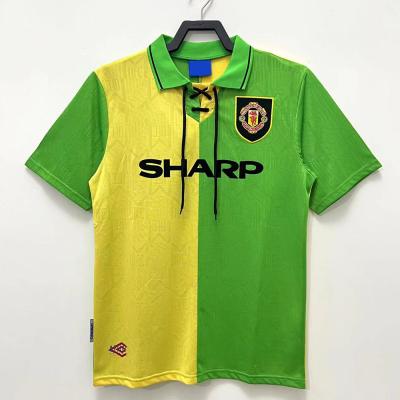 China Yellow Green Retro Soccer Jerseys  Quick Dry Vintage Football Kits 1992-1993 Season for sale