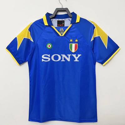 China Blauw Retro Voetbal Jerseys V - Overhemd van de hals het Sneldrogende Voetbal Te koop