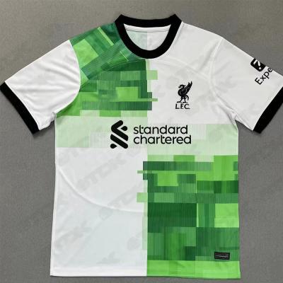 China Jacquard Twill Soccer Fan Shirts Polyester Durable Green White Jersey for sale