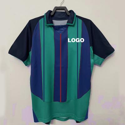 China Retro Polyester V Neck Red Blue Soccer Jersey Quick Dry for sale