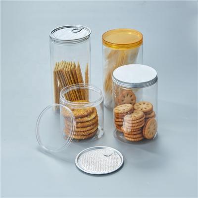 China For Snacks 380ml 500ml 750ml Clear Plastic Cookie Box Cookie Container With Lid for sale