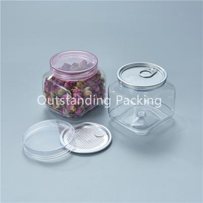 China Different Shape Food Storage Box Plastic Can PET Plastic Box Food Storage Jar PET Cap for sale