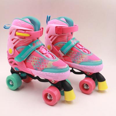 China High Quality Leather+velvet Quad Roller Skate 4 Wheels Adult Flashing Roller For Kids Best Selling Luna Professional for sale