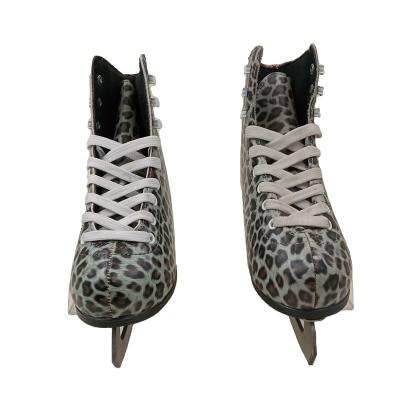 China High Quality PVC Leopard Pattern Leather Ice Skates for sale