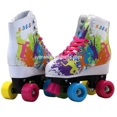 China PVC leather+velvet synthetic adult inline skate shoes for young man girl street daily brush roller skates for men and women for sale