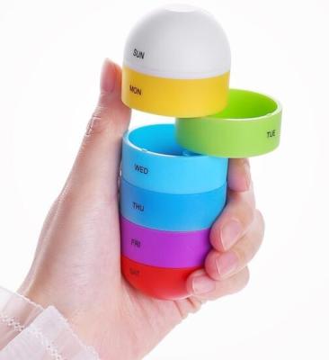 China Fashionable pill storage box with 7 compartments for 7 days for sale