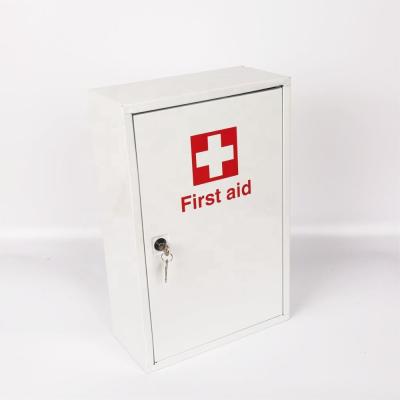 China Public Multi Size Strong Structure Compartment Medical Metal First Aid Kit Box Wall- Mounted Workplace Cabinet With Lock for sale