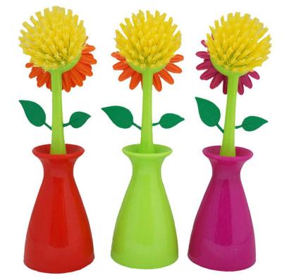 China Sustainable Greenwell Flower Design Kitchen Cleaning Brush Dish Brush for sale