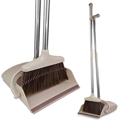 China Home Greenwell Folding Windproof Broom And Dustpan Set With Long Handle for sale