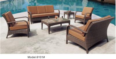 China 6-piece patio outdoor  wicker rattan deep seat sofa set with single chair loveseat sofa-9101 for sale