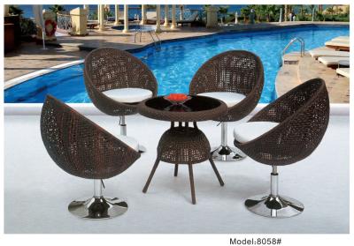 China 5-piece poly rattan wicker stainless steel base hotel dining set -8058 for sale