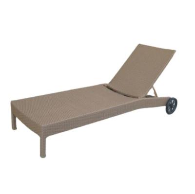 China Rattan wicker swimming pool furniture classic outdoor sun lounger day bed lounge chair with wheels---6035 for sale