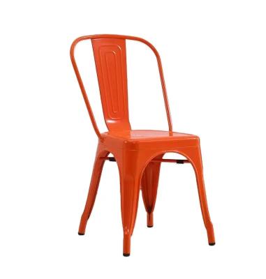 China Indoor colorful red metal chair cheap stackable Modern Balcony Chair yellow blue Modern Garden Chairs---YS210621 for sale