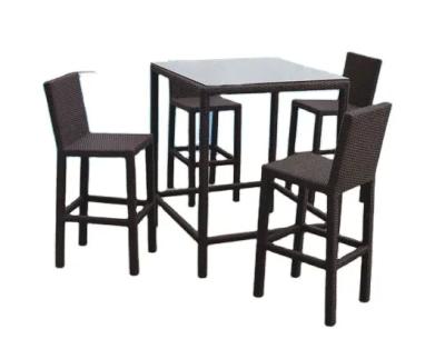 China 5 piece bar table set bar stools outdoor wicker patio furniture high dining bar set---8103 en venta