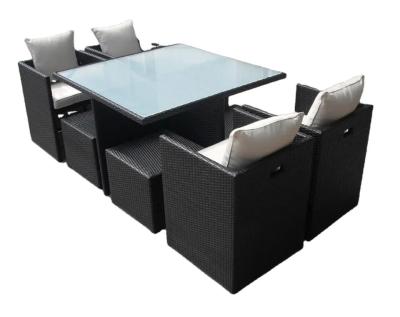 China Wicker resin plastic luxury dining table set rattan cube garden furniture dining table 6 seater---8298 for sale