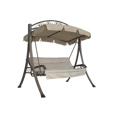 China Garden Decorations Outdoor Swing Chair with Canopy Pergola Gazebo Cushioned Bench Bed for sale