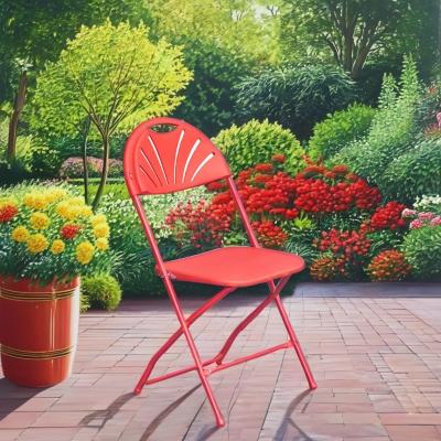 China White Plastic Seat Stackable Metal Folding Chair for Outdoor Garden Weddings Parks for sale