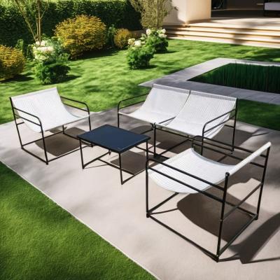 China Home Bar Outdoor Furniture Set with Tempered Glass Table and Anti-Mosquito Chair for sale