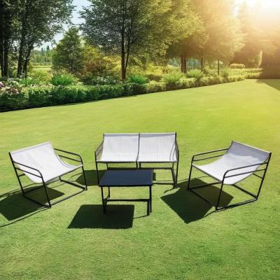 China Outdoor Garden Furniture Sofa Set with Fabric Double Single Seat Chair Coffee Table for sale